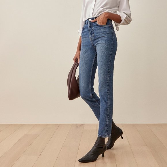 NWT Reformation Liza High Rise Straight Jeans - Picture 1 of 5